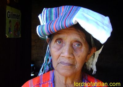 Woman with servilleta on head in ,San Marcos la Laguna, Barrio 1