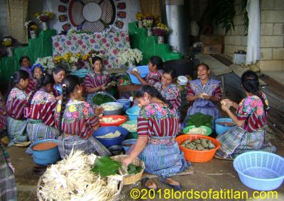 While the processions and folkloric dances of Patzún are beautiful, probbably the most festive part of the celebration is the communal preparation of the ceremonial food.