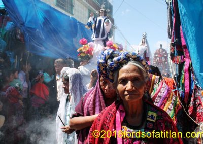 She walks in the procession for St. James in Patzicia, Chimaltenango. However, St. James is also the patron saint of Antigua Guatemala and various towns throughout the Republic bearing the name Santiago.