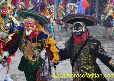 Although before sunrise, the Dance of the Toritos is already in the street in Joyabaj.