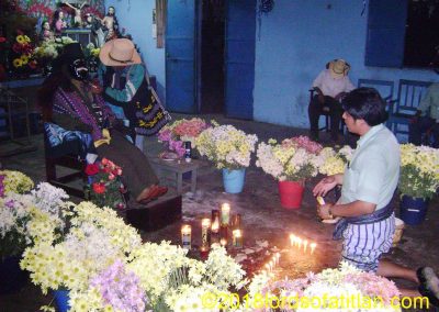 This image of Rilaj Mam is in the cofradía de las Ánimas in San Lucas Tolimán, but the Maya priest is from Santiago.